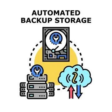 Automated data backup storage system concept イラスト素材