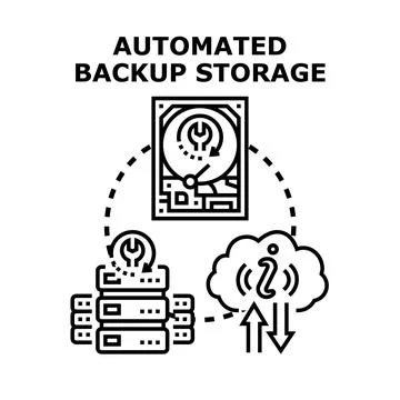 Automated data backup storage system concept Stock Illustration
