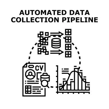 Automated data collection pipeline concept developing Illustrazione stock