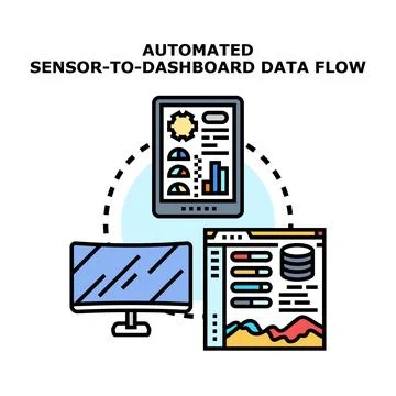 Automated data flow processing from sensor to dashboard Stock Illustration