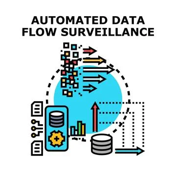 Automated data flow surveillance and information processing Stock Illustration