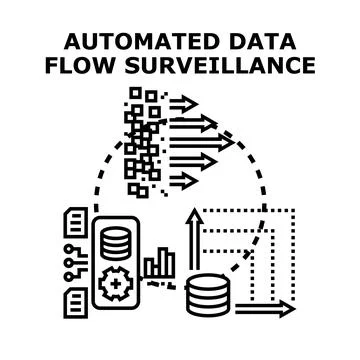 Automated data flow surveillance and information processing Stock Illustration
