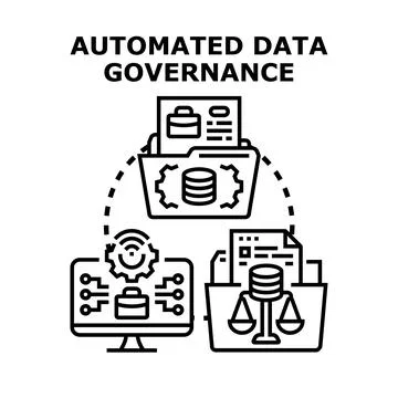 Automated data governance concept creating smart data solutions 스톡 일러스트