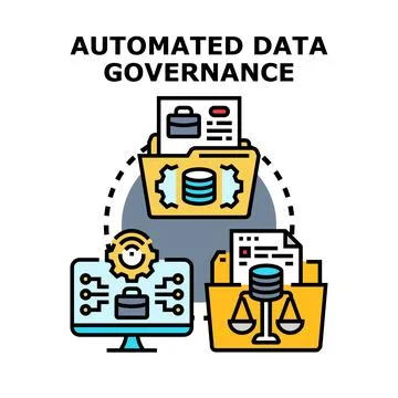 Automated data governance concept creating smart data solutions 스톡 일러스트