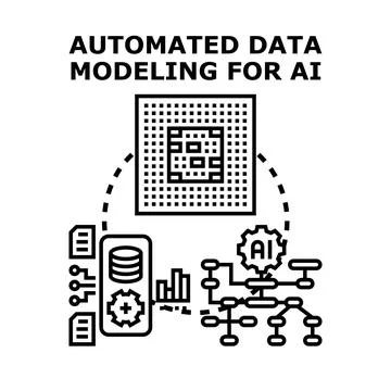 Automated data modeling for artificial intelligence concept 스톡 일러스트
