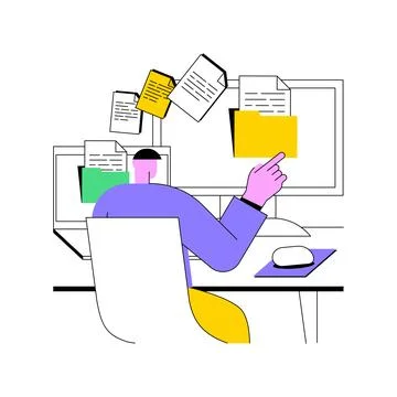Automated data transfer isolated cartoon vector illustrations. Stock Illustration