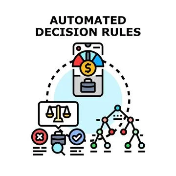 Automated decision rules applying business and financial concepts Stock Illustration