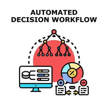 Automated decision workflow optimizing business process operations Stock Illustration