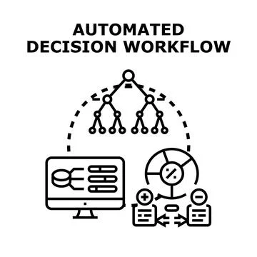 Automated decision workflow optimizing business process operations Stock Illustration