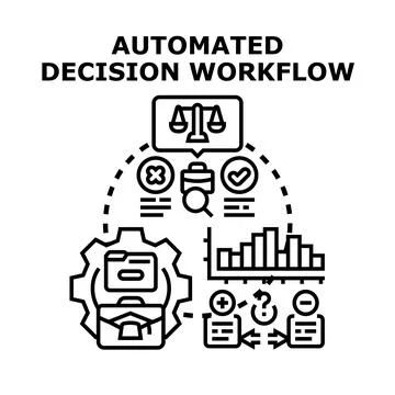 Automated decision workflow optimizing business process efficiency Stock Illustration