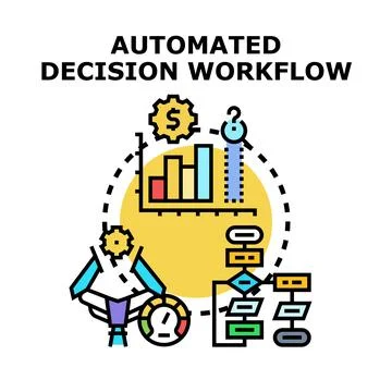 Automated decision workflow process with artificial intelligence Illustration
