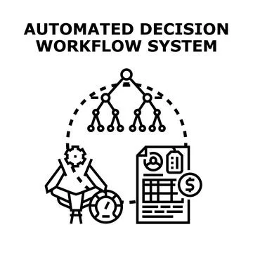 Automated decision workflow system organizing business processes Stock Illustration