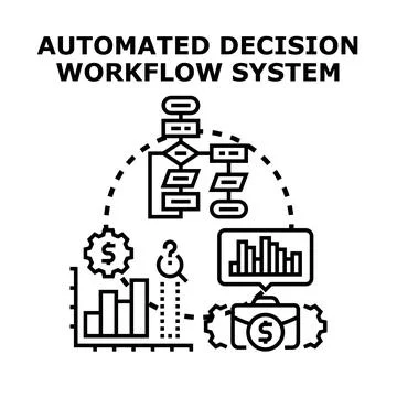 Automated decision workflow system process organization 库存插图