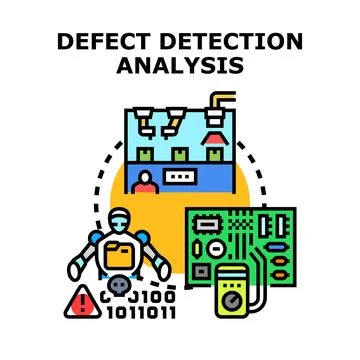 Automated defect detection analysis in production process Illustrazione stock