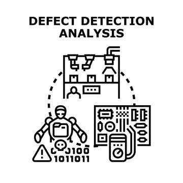 Automated defect detection analysis in production process Illustrazione stock