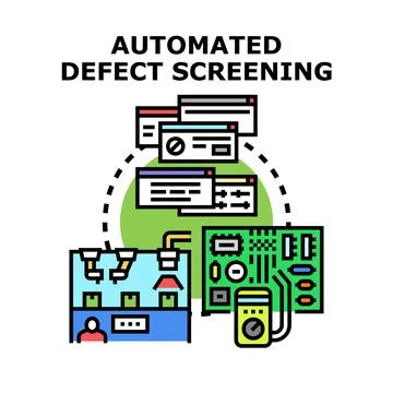 Automated defect screening process analyzing product quality Stock Illustration