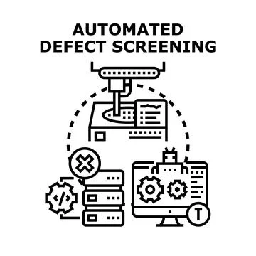 Automated defect screening process managing product quality control Illustrazione stock