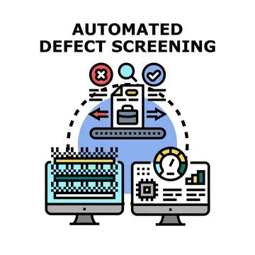 Automated defect screening system analyzing product quality Stock Illustration