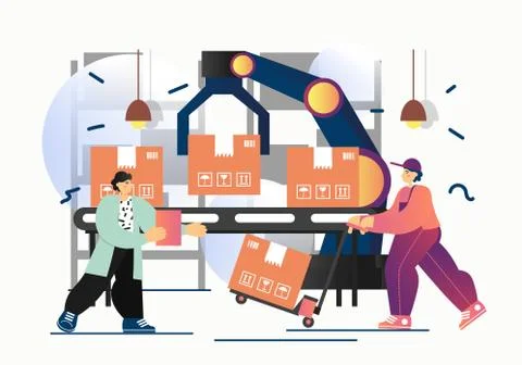 Automated delivery process, vector flat style design illustration Illustrazione stock