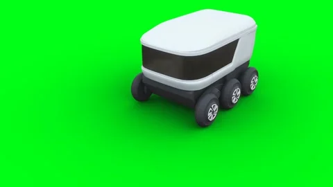 Automated delivery robot. Realistic 4k green screen animation. Vídeos de archivo 263903522