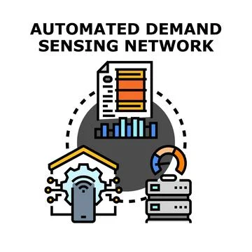 Automated demand sensing network concept illustration イラスト素材