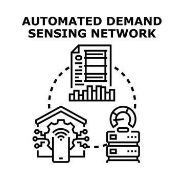 Automated demand sensing network concept illustration Stock Illustration