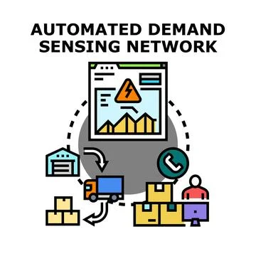 Automated demand sensing network optimizing supply chain management Illustrazione stock