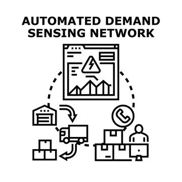 Automated demand sensing network optimizing supply chain management Illustrazione stock