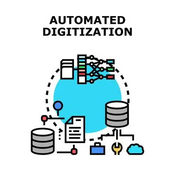 Automated digitization process transforming data management systems Stock Illustration