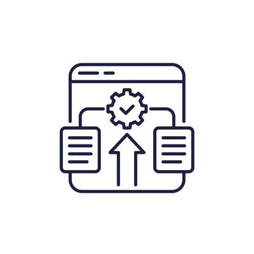 Automated document management icon, line design on white Stock Illustration