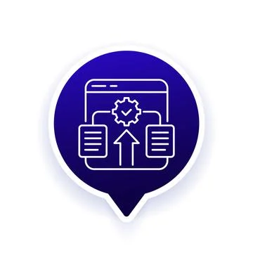 Automated document management icon, line vector design Illustrazione stock