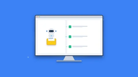 Automated Document Processing by AI Robot on Desktop Computer Stock Footage 347626324