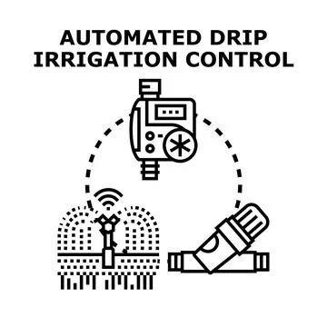 Automated drip irrigation control with smart watering system Stock Illustration