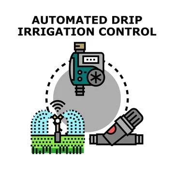 Automated drip irrigation control with smart watering system Stock Illustration