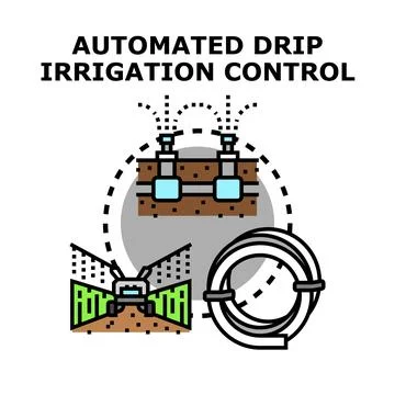 Automated drip irrigation control system managing hydration Stock Illustration