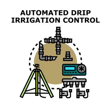 Automated drip irrigation control system hardware Stock Illustration