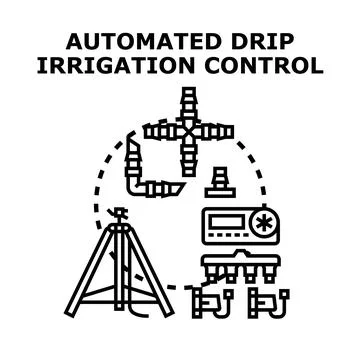 Automated drip irrigation control system hardware Stock Illustration