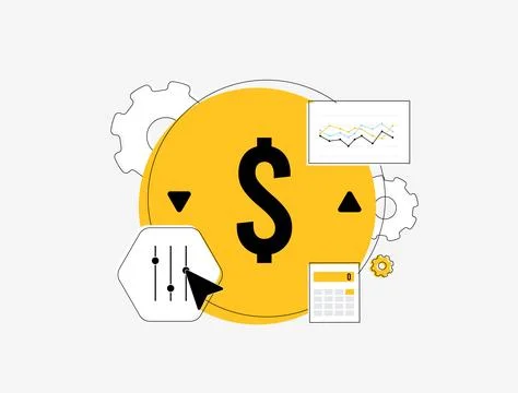 Automated dynamic pricing adjusts product costs in real-time using algorithms Stock Illustration