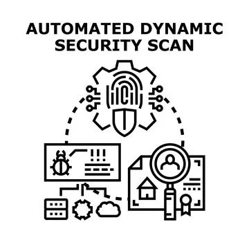 Automated dynamic security scan concept vector illustration Stock Illustration