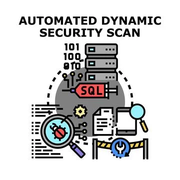 Automated dynamic security scan identifying cyber vulnerabilities Stock-Illustration