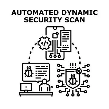 Automated dynamic security scan identifying cyber threats Stockillustratie