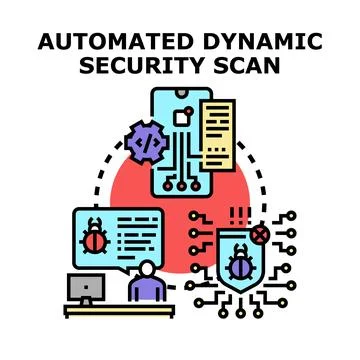 Automated dynamic security scan identifying cyber threats Stockillustratie