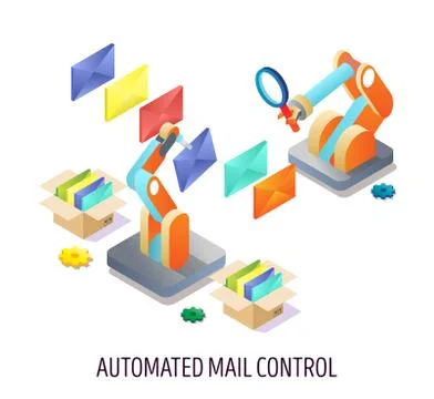Automated email control, vector concept isometric illustration Stockillustratie