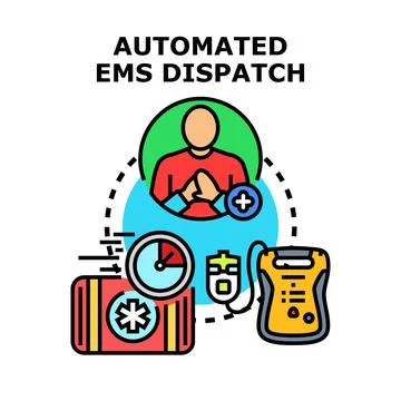 Automated ems dispatch system concept providing urgent medical assistance Stock Illustration