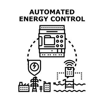 Automated energy control system managing energy consumption Stock Illustration