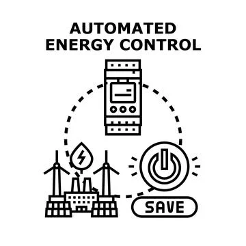 Automated energy control system saving power Stock Illustration