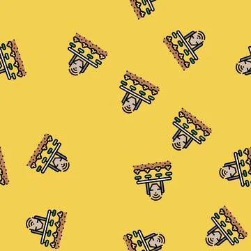 Automated feeder agri tech vector seamless pattern Illustrazione stock