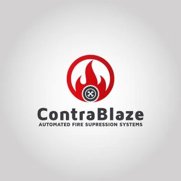 Automated fire suppression systems vector logo design Stock Illustration