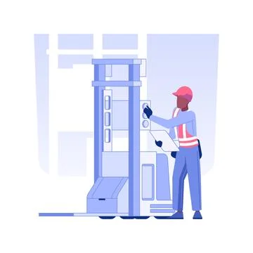 Automated forklift isolated concept vector illustration. Ilustración de archivo