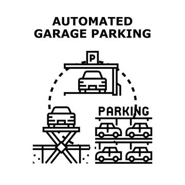Automated garage parking system future technology concept イラスト素材